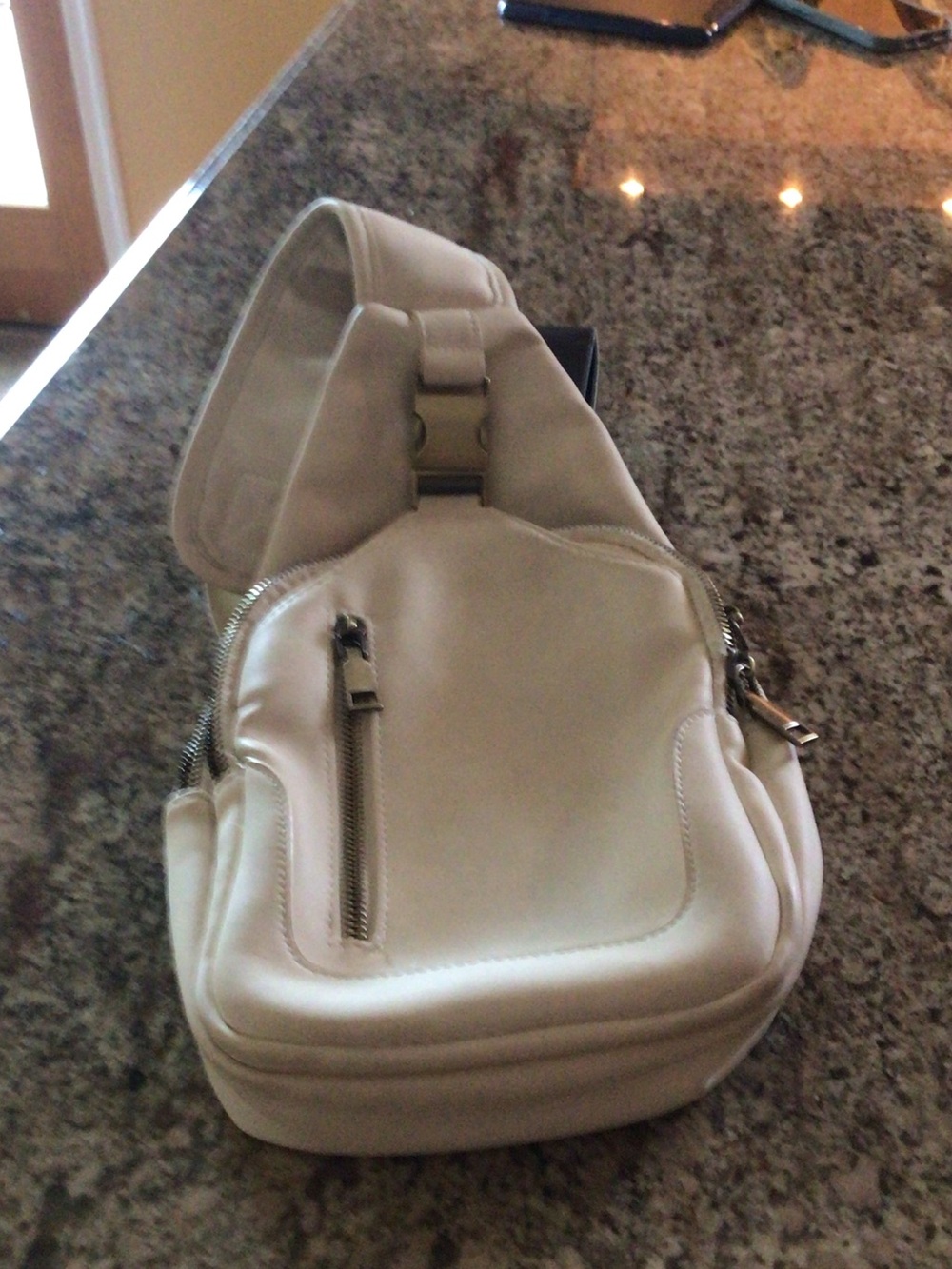 Antik Kraft Cream Crossbody Sling Bag with Front Zip Pocket
